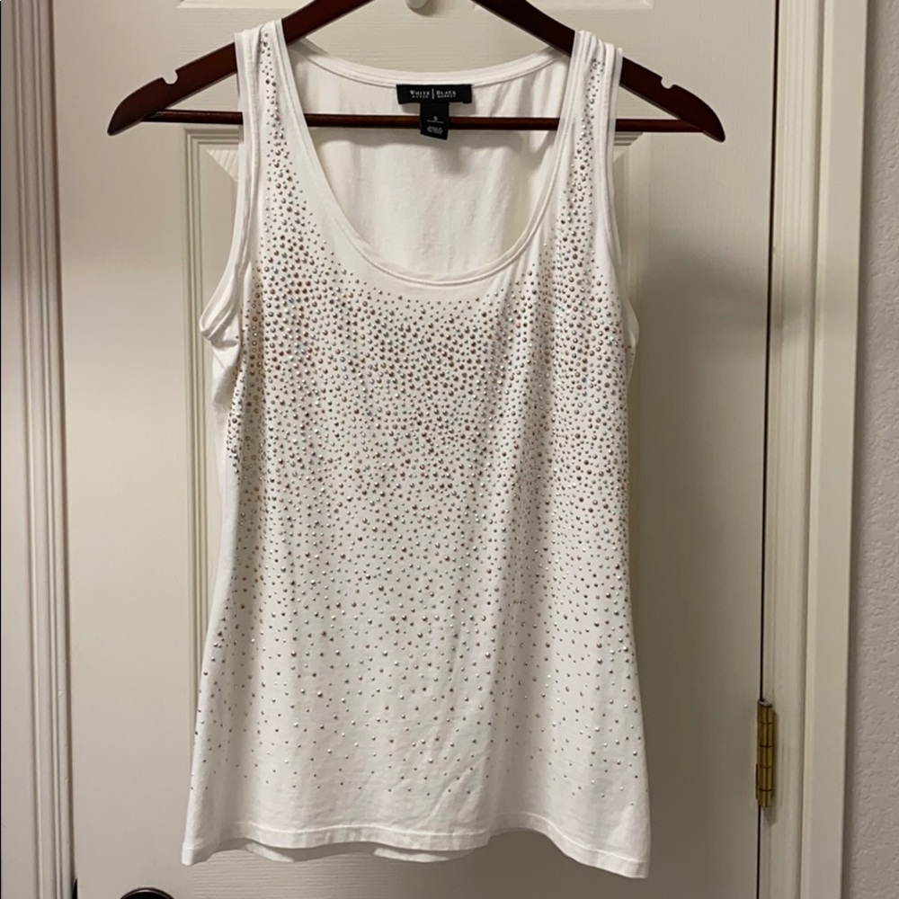 WHBM Ivory Embelleshed Tank Top. Size Small.